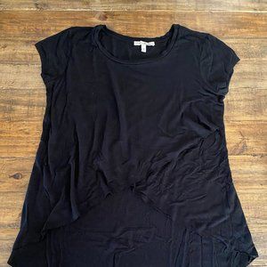 Express Black Short Sleeve High Low Shirt, Medium